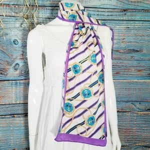 Vintage Nautical Turquoise Purple Stripe Scarf